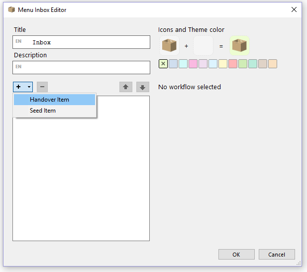 Step to select a handover item to the inbox